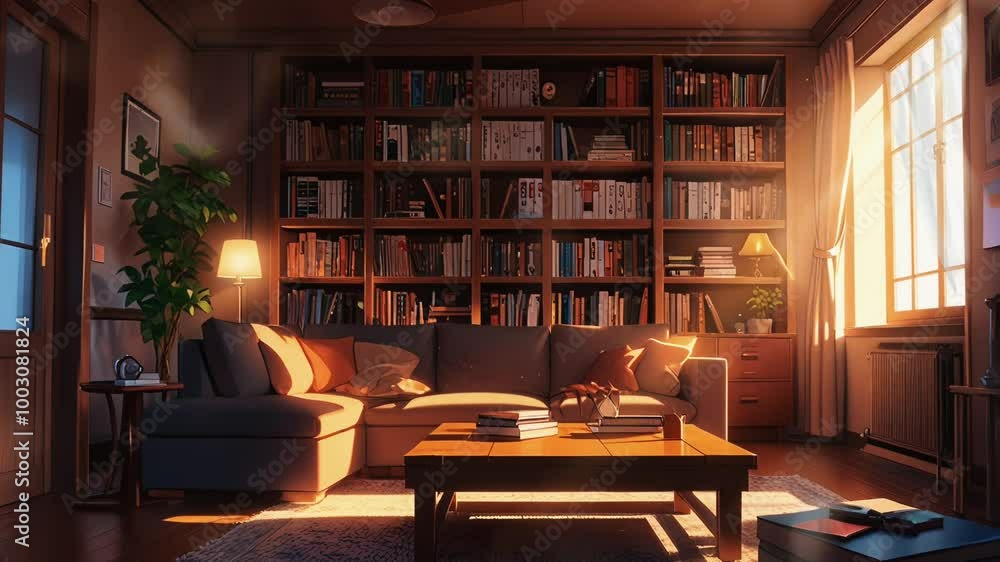 Sunlight streaming into the library, smooth looping video with 4K animation. Sunlight streaming into the library, smooth looping video with 4K animation.