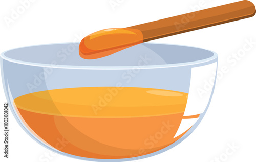 Bowl is full of honey and a honey dipper is dripping honey into the bowl