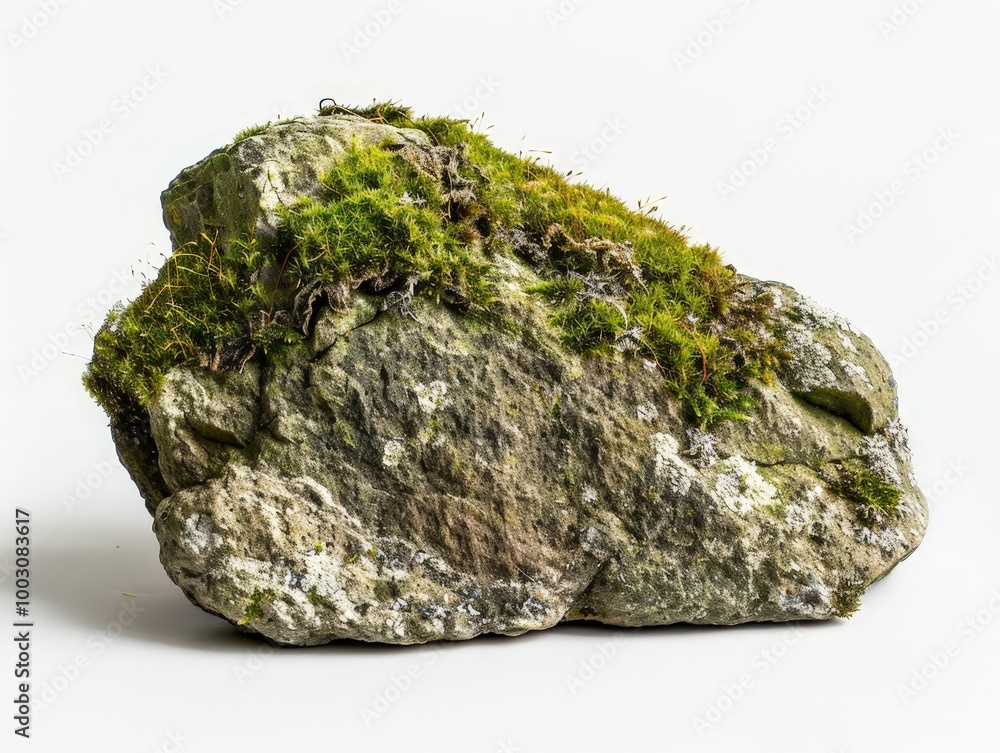 Moss Covered Rock Isolated On White Moss Covered Rock Isolated On White