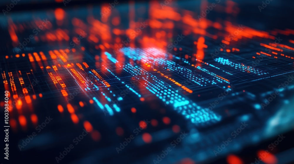 Obraz premium Abstract digital data visualization with vibrant colors and patterns.