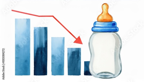 Baby Bottle Symbolizing Low Birth Rate Trend