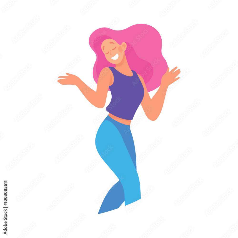 Party with Young Woman Rejoice and Cheering Vector Illustration Party with Young Woman Rejoice and Cheering Vector Illustration