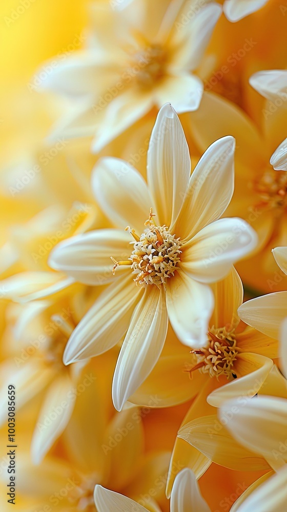 Fototapeta premium Edelweiss flowers on soft color background, romantic feminine composition, wedding invitation concept.