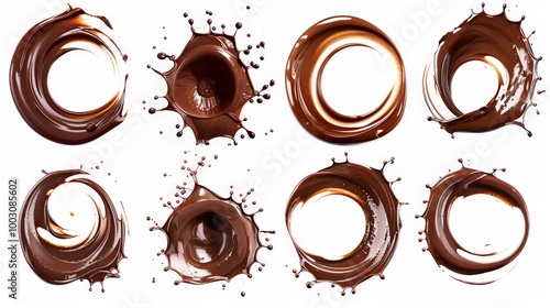 Chocolate Splashes and Circles Isolated On White