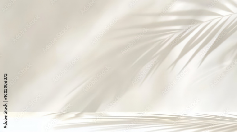 Obraz premium Minimalist Palm Leaf Shadow on White Background