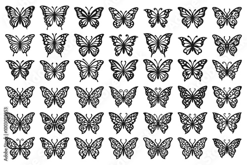 Butterflies set for laser cutting and printing.