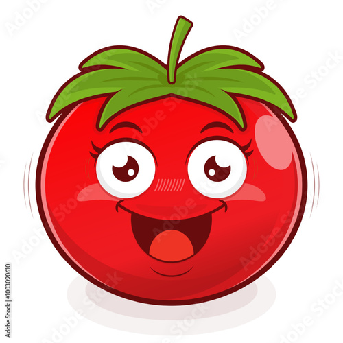 tomato playful face cartoon cute