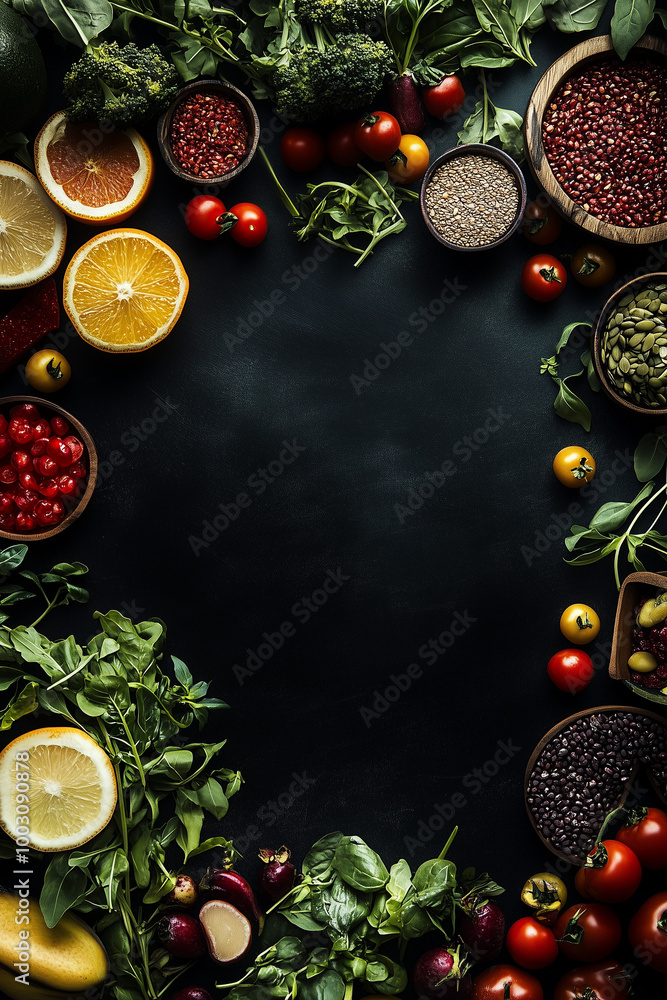 custom made wallpaper toronto digitalFood Photo. Food on the table shot from above. Bright frame with food and dark space for text.