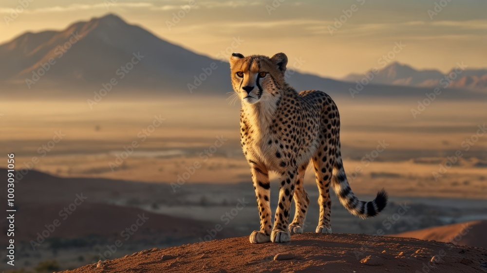 Obraz premium realistic illustration of a cheetah in the savannah