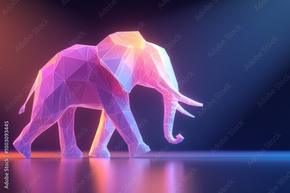 An elephant made of geometric shapes on a background created by generative stock An elephant made of geometric shapes on a background created by generative stock