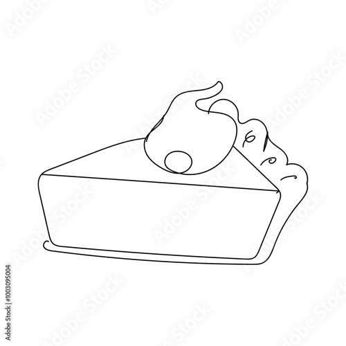 Dessin en ligne continue d'une part de tarte au potiron, vecteur de Thanksgiving, line art
