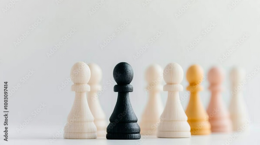 Contrasting Chess Pawns in White and Black Colors Contrasting Chess Pawns in White and Black Colors