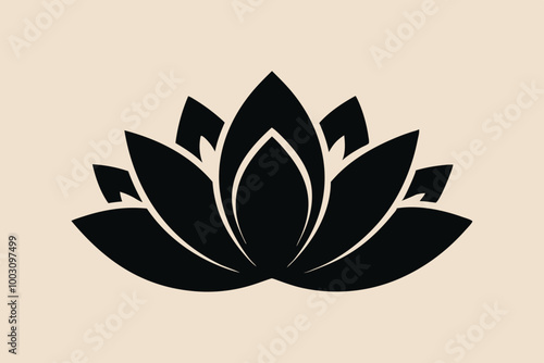 A cute lotus flower for log silhouette black Vector art illustration 