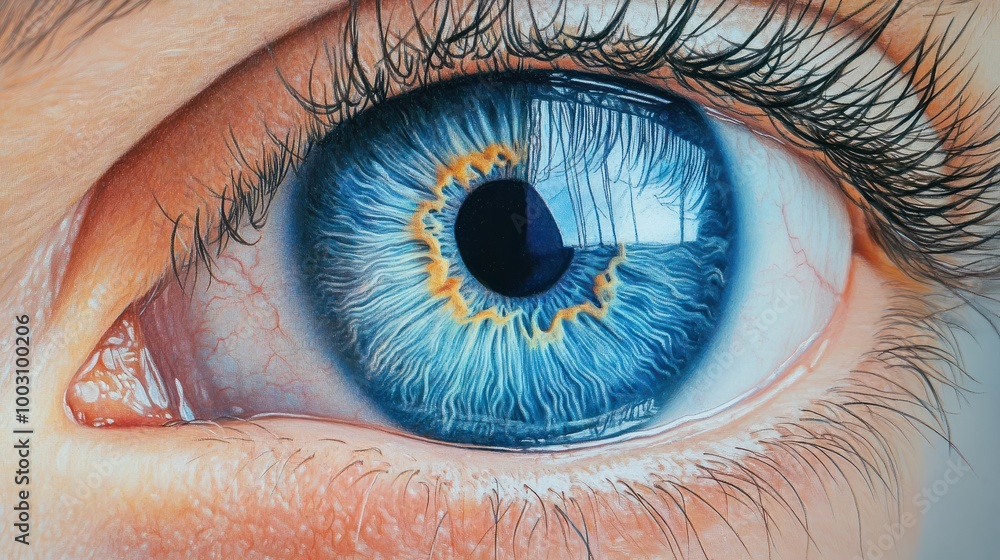 Fototapeta premium Close-up of a blue eye, symbolizing vision and clarity