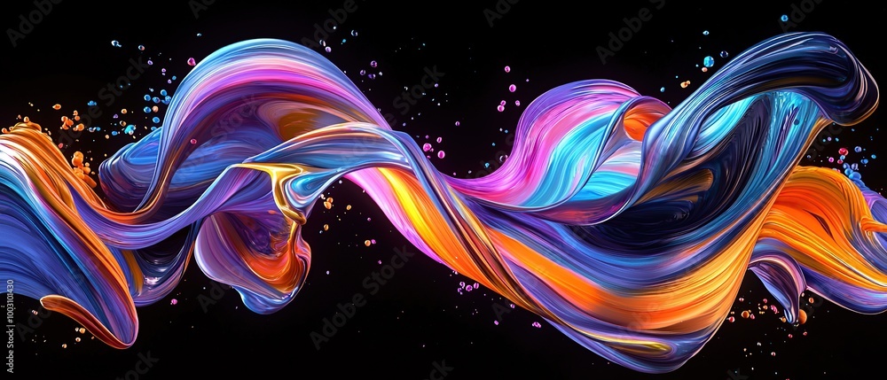Abstract colorful paint swirls with a black background. Abstract colorful paint swirls with a black background.