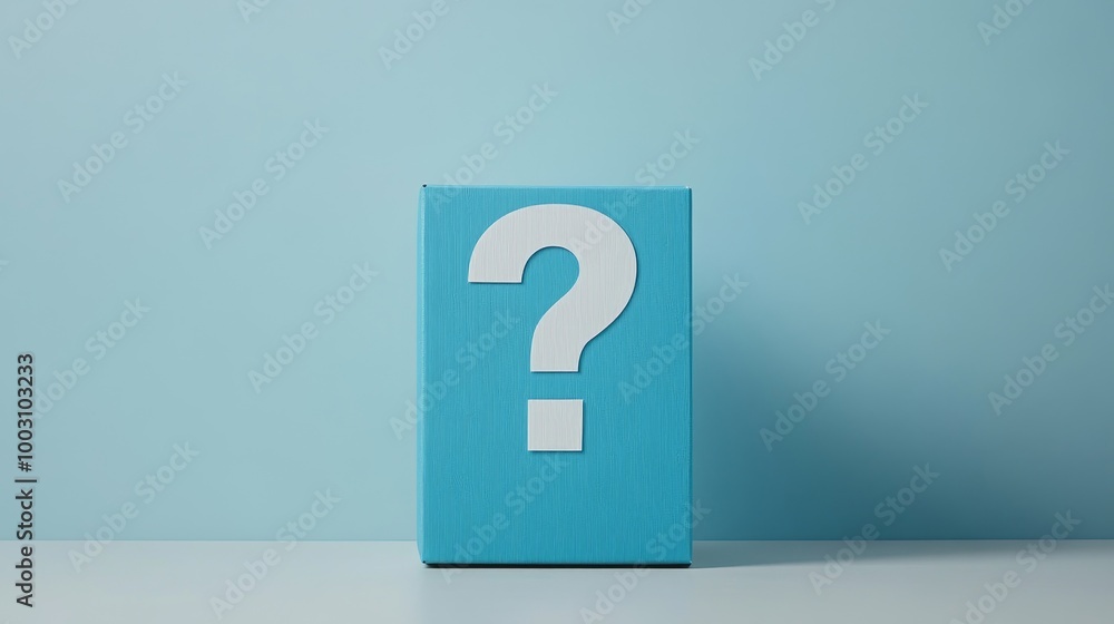 Mysterious Blue Box with Question Mark on Background Mysterious Blue Box with Question Mark on Background