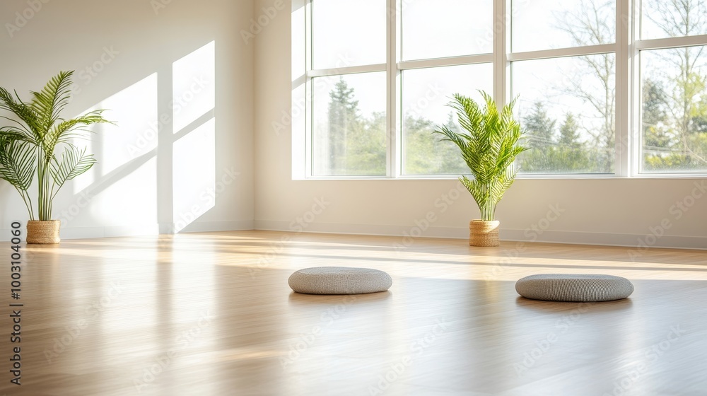Serene Space with Natural Light and Greenery Serene Space with Natural Light and Greenery