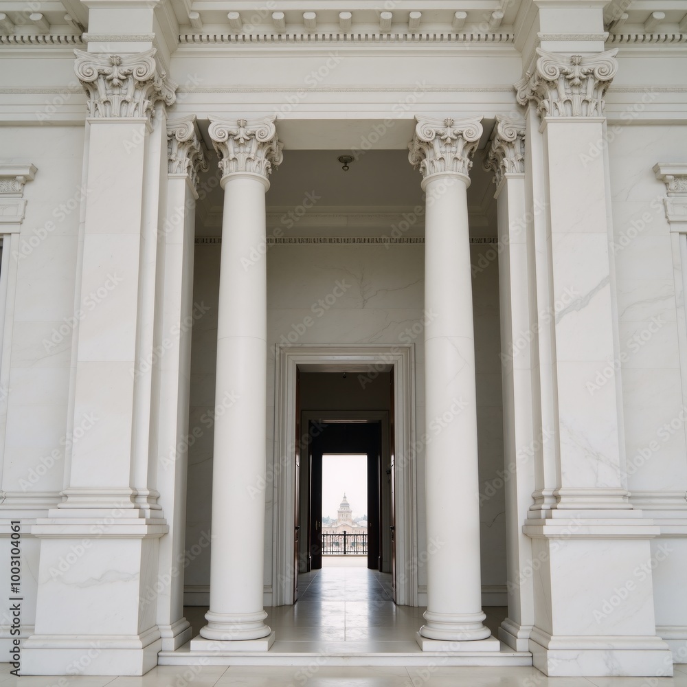 Obraz premium Features luxury and history with white marble columns and classical design