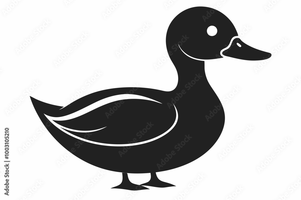 A cute Mallard Duck bird for log silhouette black Vector art illustration A cute Mallard Duck bird for log silhouette black Vector art illustration
