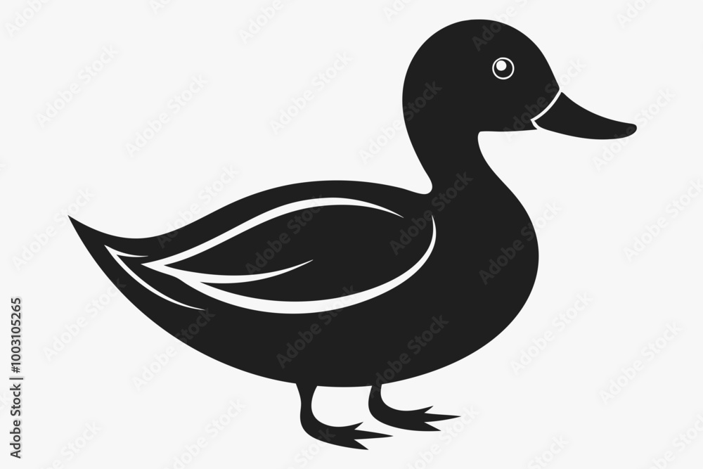 A cute Mallard Duck bird for log silhouette black Vector art illustration A cute Mallard Duck bird for log silhouette black Vector art illustration