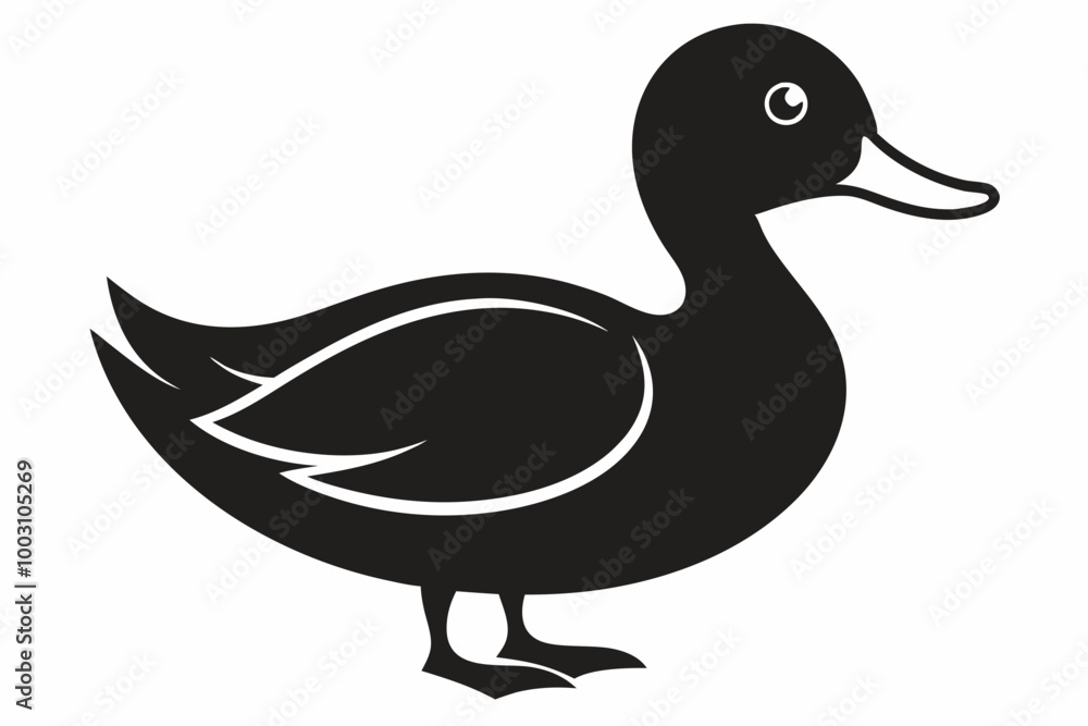 A cute Mallard Duck bird for log silhouette black Vector art illustration A cute Mallard Duck bird for log silhouette black Vector art illustration