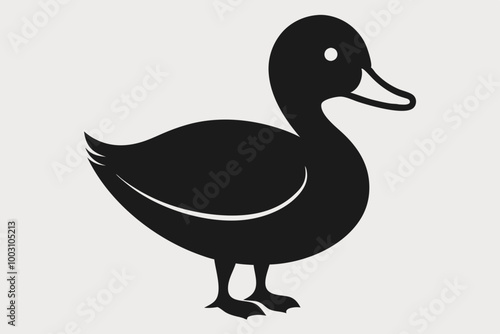 A cute Mallard Duck bird for log silhouette black Vector art illustration