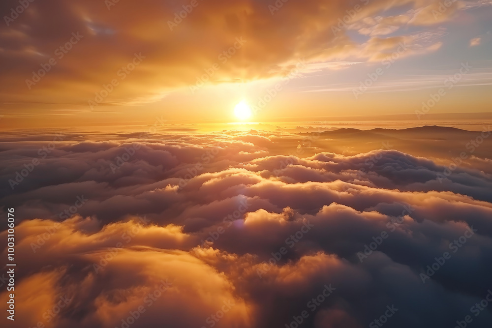 The sky is filled with clouds and the sun is shining through them The sky is filled with clouds and the sun is shining through them