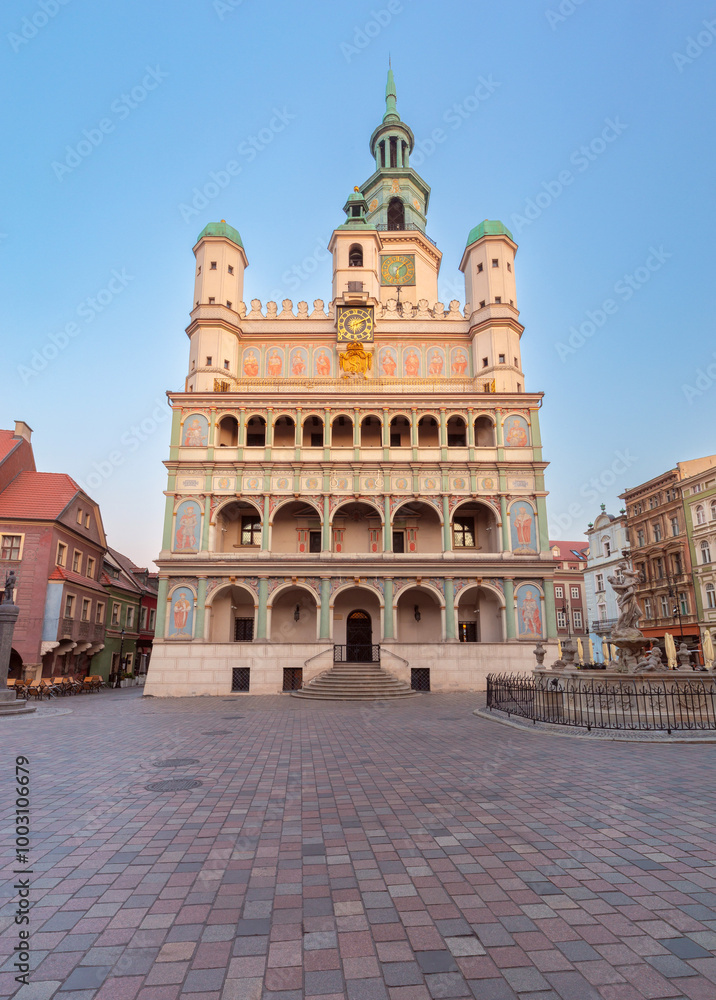 City Hall clock tower on the market square in Poznan City Hall clock tower on the market square in Poznan