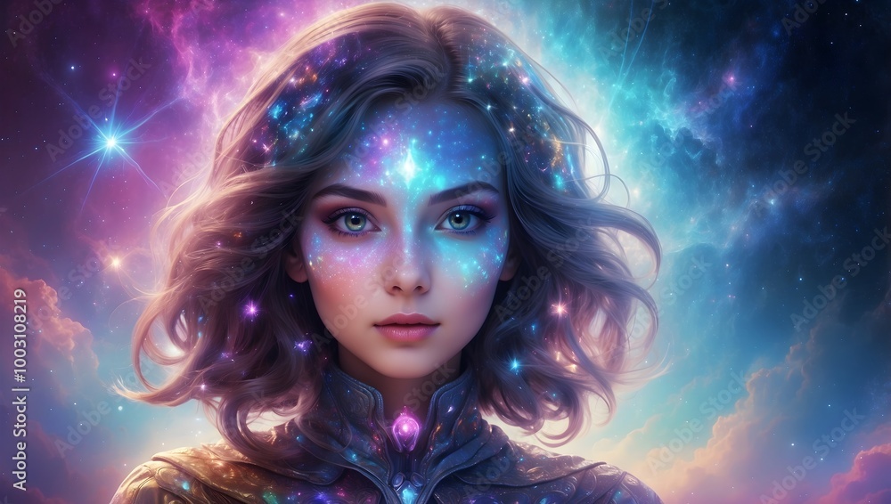 Schönheit vom anderen Stern - Fantasy Gemälde - Psychedelische Farben Schönheit vom anderen Stern - Fantasy Gemälde - Psychedelische Farben