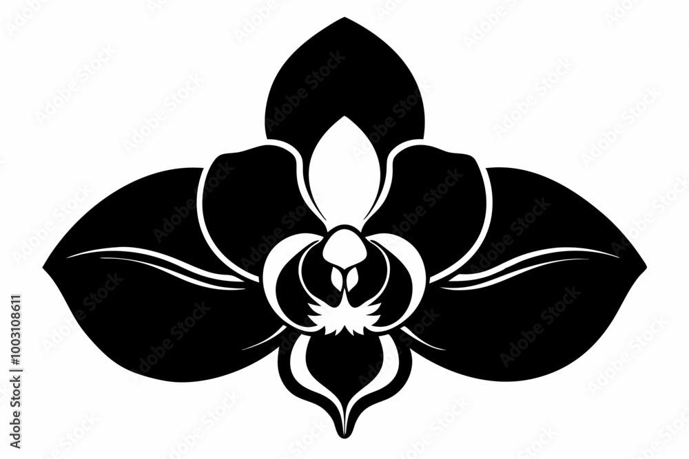 A Orchid flower silhouette black Vector art illustration A Orchid flower silhouette black Vector art illustration