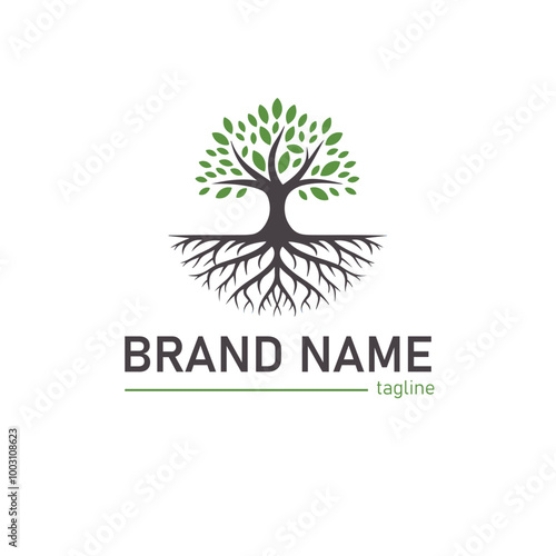 Tree shape logo template.  Trending Minimalist Nature Logos | Editable Aesthetic Designs for Modern Brands
 photo