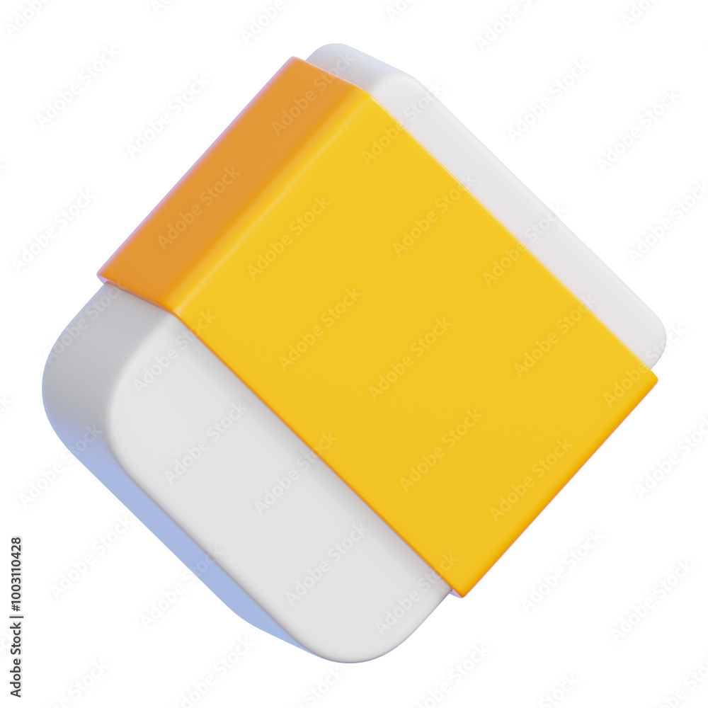 Yellow eraser or rubber isolated Back to school and education minimal icon 3D illustration Yellow eraser or rubber isolated Back to school and education minimal icon 3D illustration