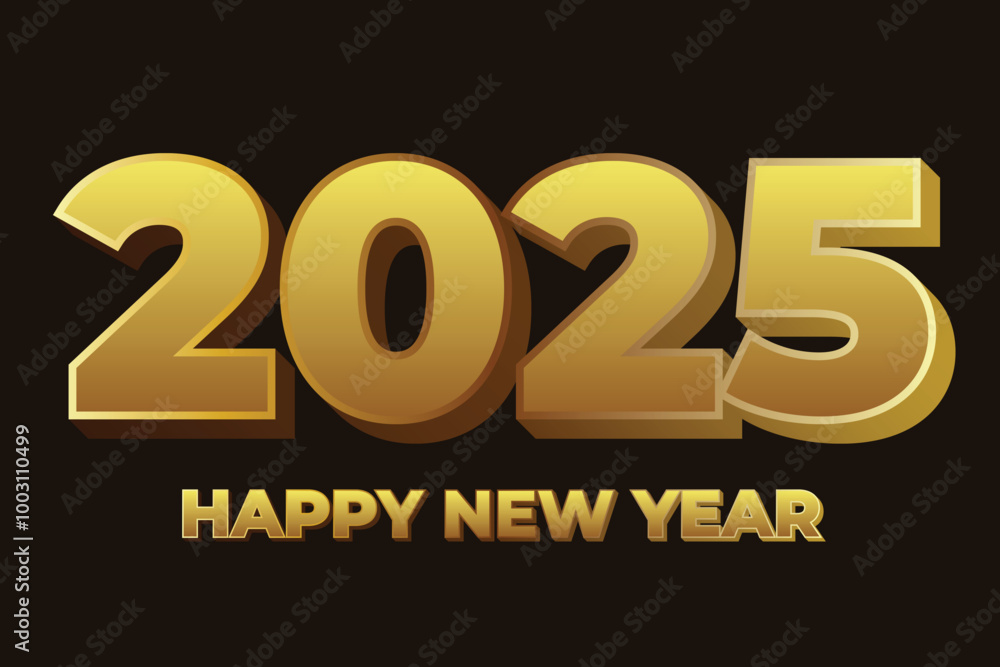 2025 happy new year design with 3d golden text and dark background 2025 happy new year design with 3d golden text and dark background