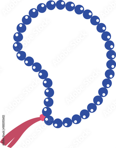 Blue color Prayer Beads, Buddhist Prayer Beads icon.