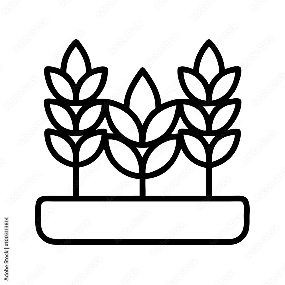Vector Illustration of Wheat Plants in Planter Symbolizing Agriculture and Growth Vector Illustration of Wheat Plants in Planter Symbolizing Agriculture and Growth