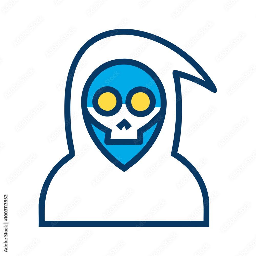 Grim Reaper Vector Illustration with Cloak and Skull Face Grim Reaper Vector Illustration with Cloak and Skull Face