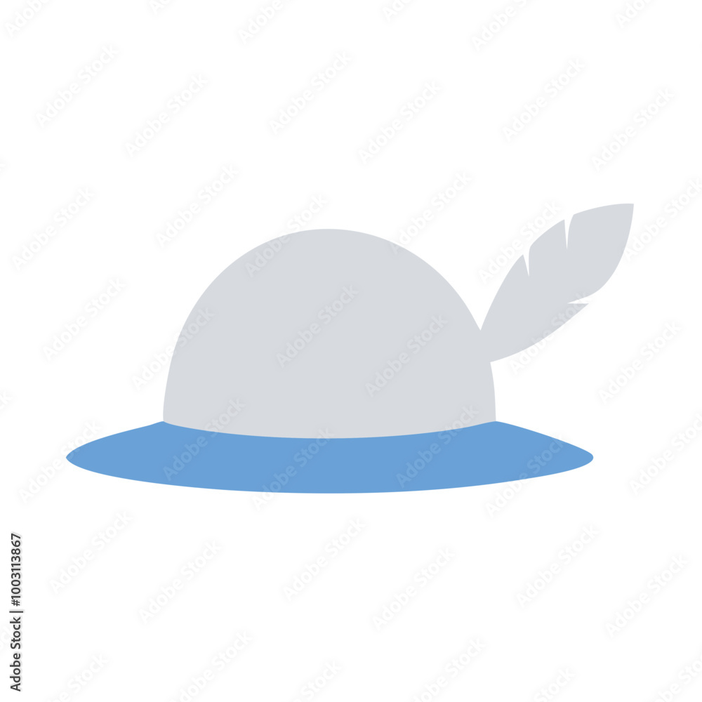 Fototapeta premium Blue Feathered Hat Vector Illustration for Fashion and Design Use