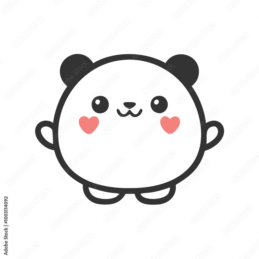 Naklejka premium Cute Kawaii Panda Vector with Pink Cheeks on Pastel Background for Kids Illustration
