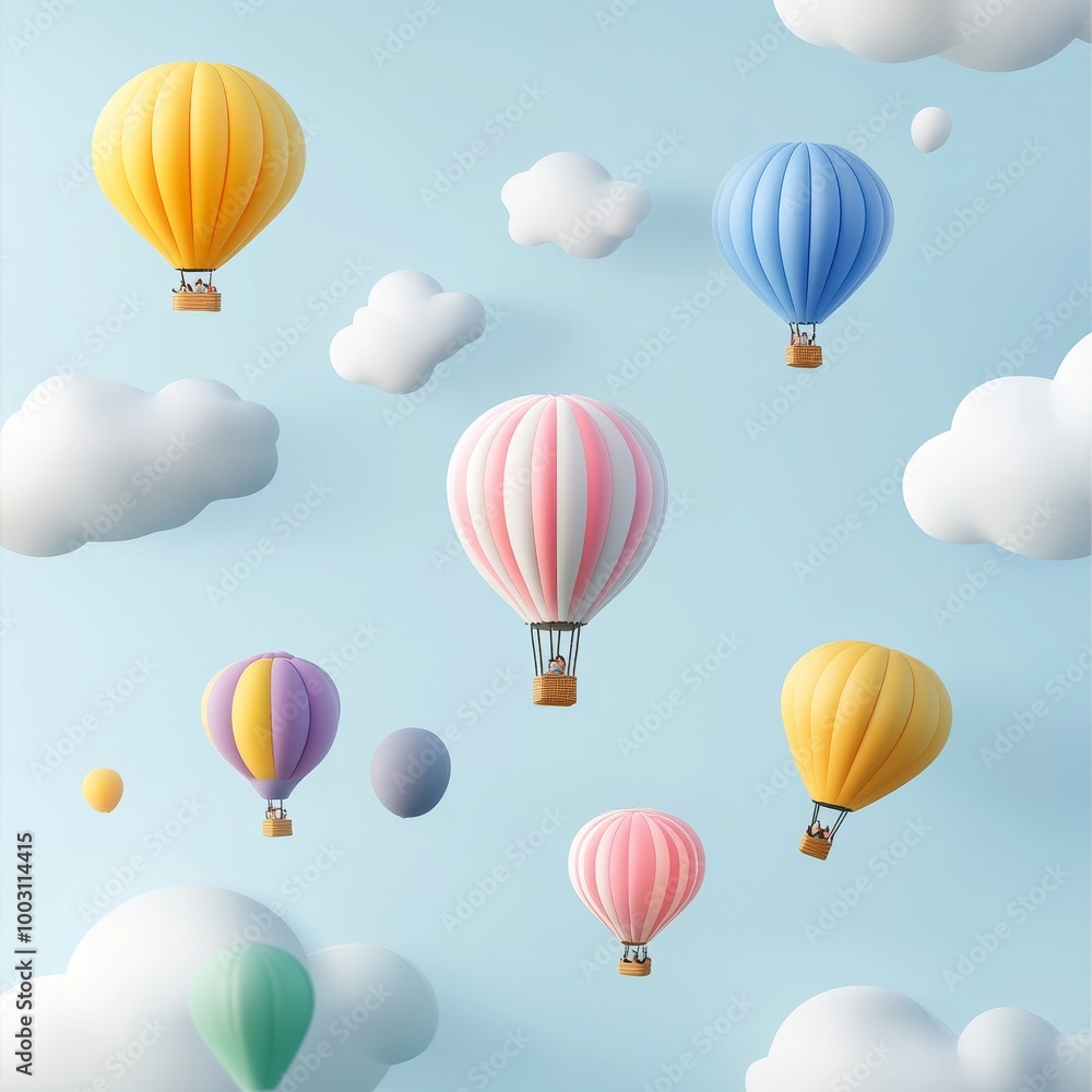 Colorful Hot Air Balloons in a Bright Sky Colorful Hot Air Balloons in a Bright Sky