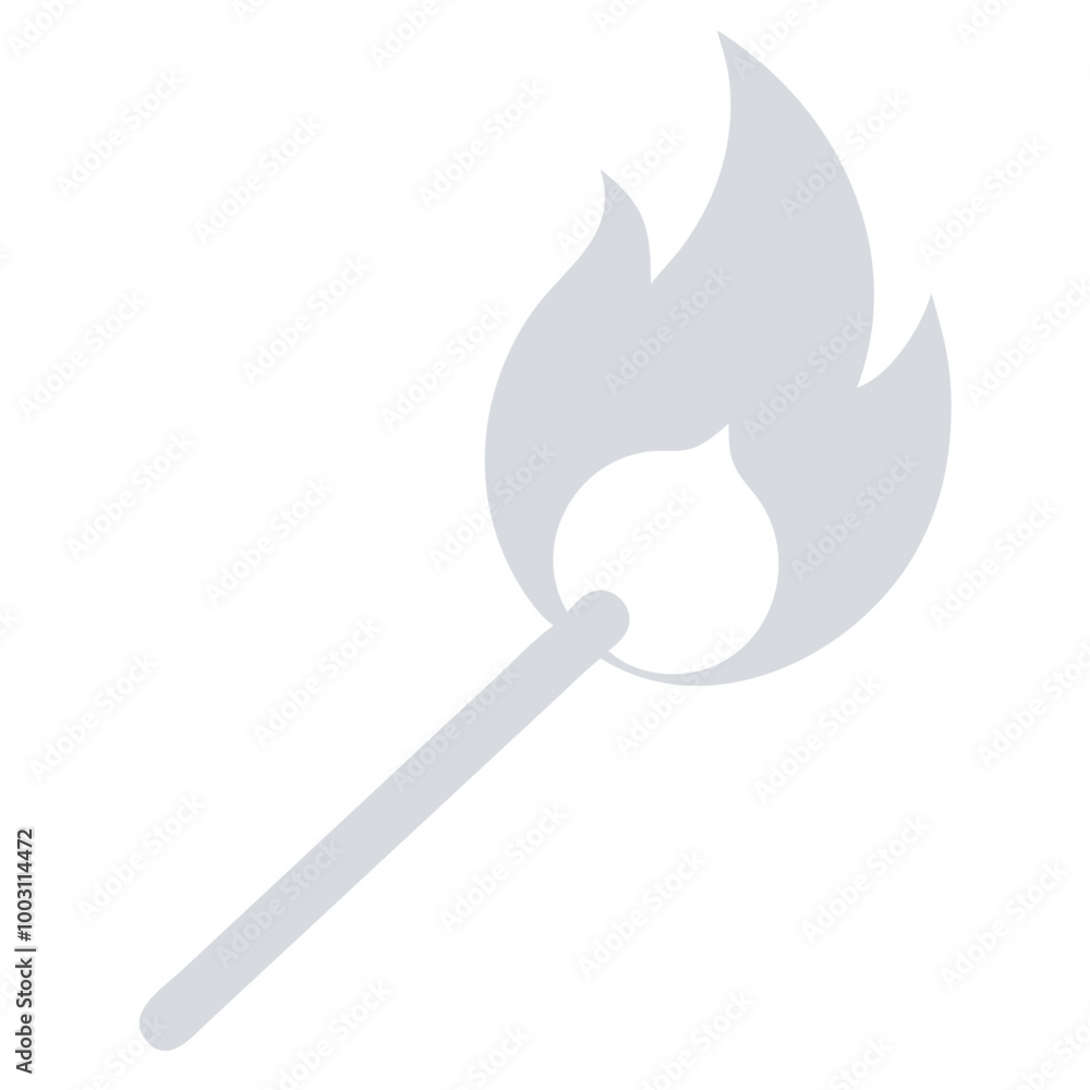 Minimalist Matchstick with Flame Vector for Fire and Ignition Concepts Minimalist Matchstick with Flame Vector for Fire and Ignition Concepts