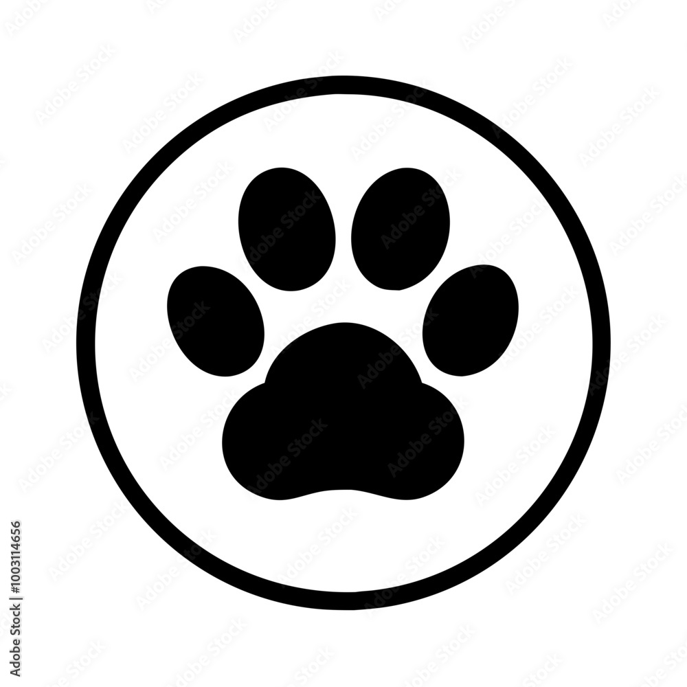Pet Animal Paw Print in Circle Vector for Veterinary and Pet Care Branding Pet Animal Paw Print in Circle Vector for Veterinary and Pet Care Branding