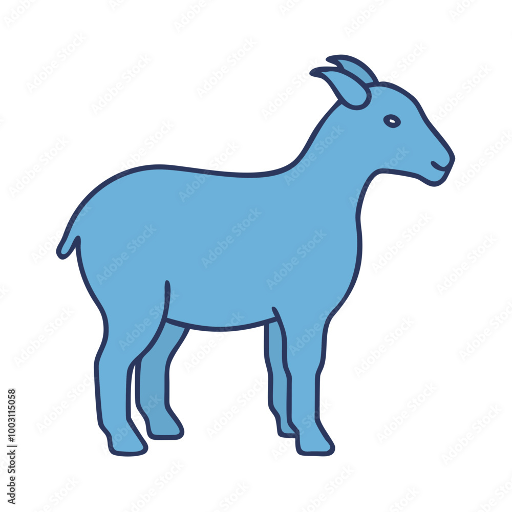 Fototapeta premium Vibrant Blue Goat Silhouette Vector Illustration for Design Projects