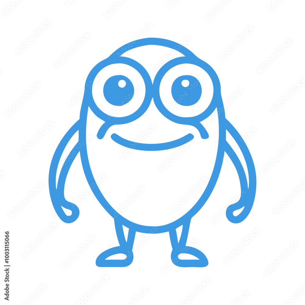 Cartoon Character Outline with Big Eyes and Smile Vector Illustration Cartoon Character Outline with Big Eyes and Smile Vector Illustration