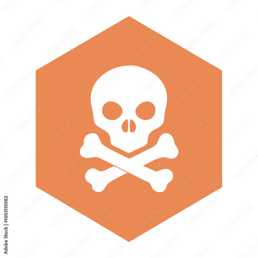  Skull and Crossbones Vector Emblem Hexagon Warning Symbol for Hazard Signage