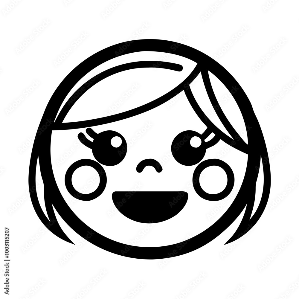  Cute Smiling Girl Face Vector Illustration for Child-Friendly Designs