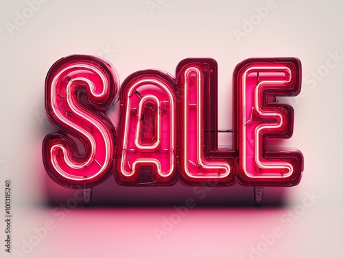 A vibrant and eye-catching neon sign featuring the word “Sale” in glowing pink letters. 