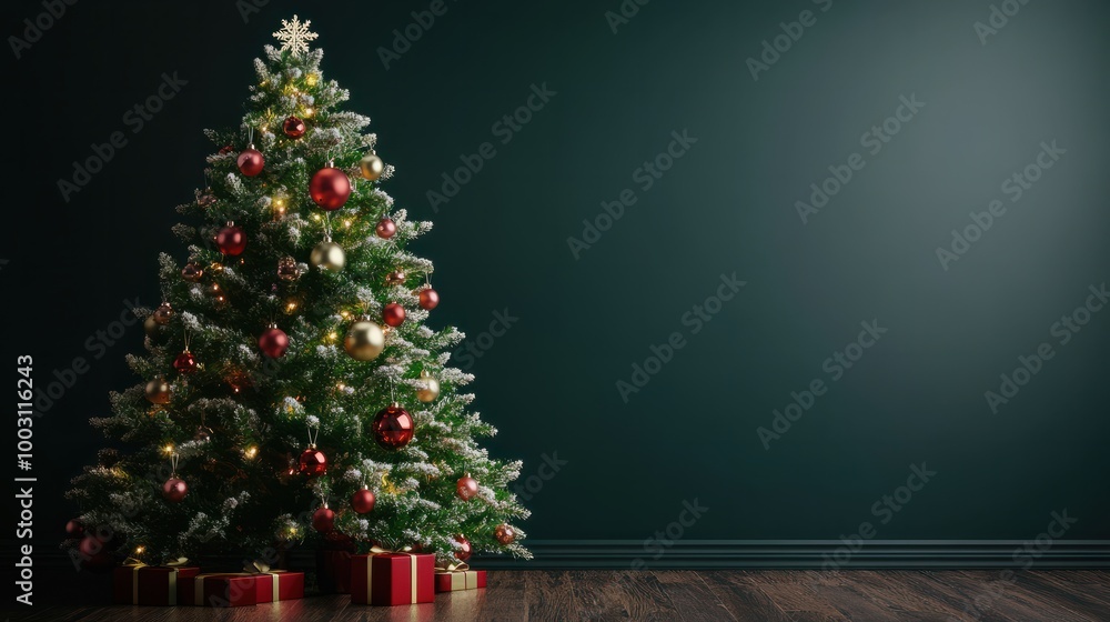 christmas tree with baubles and decorations. christmas tree with baubles and decorations.