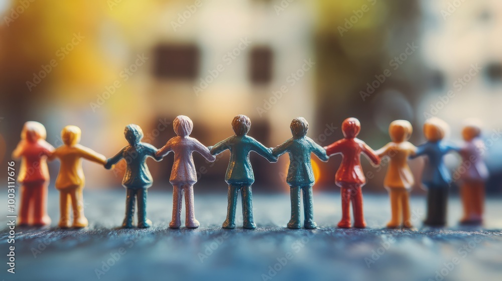 Figures representing a support group focused on building determination and maintaining focus on personal goals Figures representing a support group focused on building determination and maintaining focus on personal goals