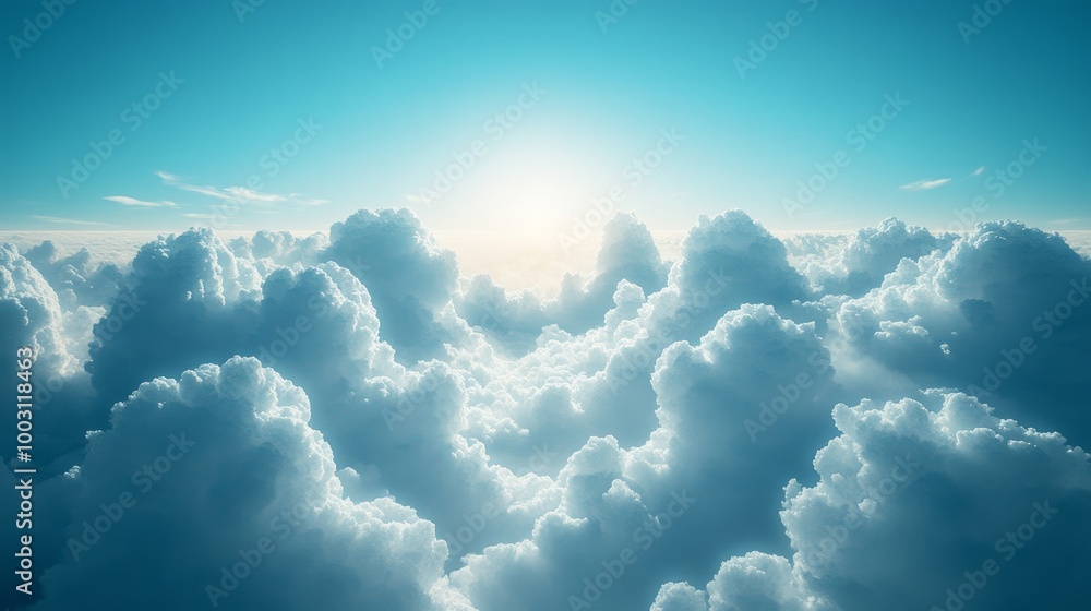 The sky is filled with clouds and the sun is shining through them The sky is filled with clouds and the sun is shining through them
