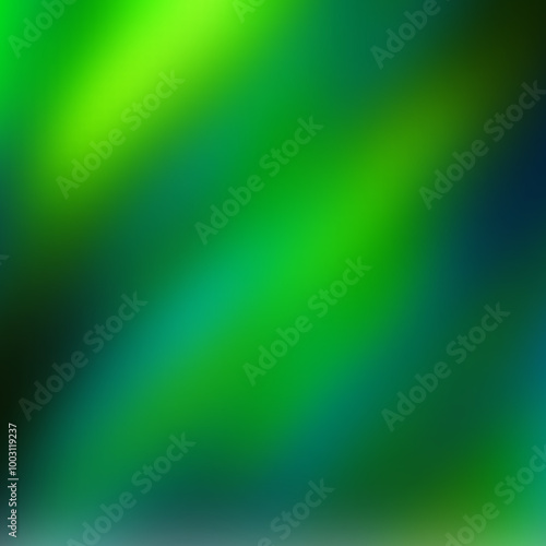 green blurred gradient on dark grainy background, glowing light spot, copy space. Eps 10